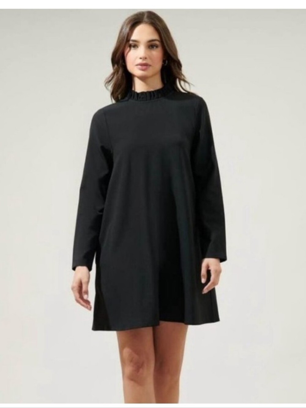 Sugarlips Black Ruffle Long Sleeve Mini Dress Y2K Cottagecore Gothic Babydoll